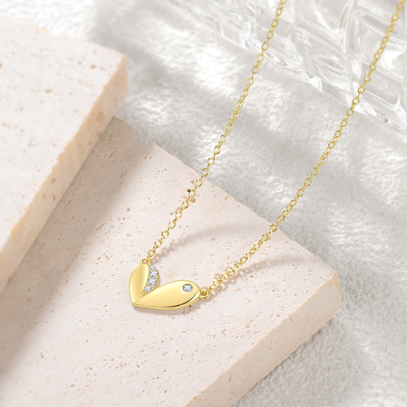 Silver/Gold Cute Heart Necklace,925 Sterling Silver Dainty Love Pendant Necklaces for Women