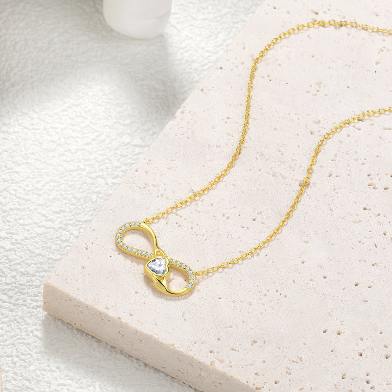 925 Sterling Silver Infinity Necklace,Love Heart Pendant Necklace Jewlery Gifts for Women