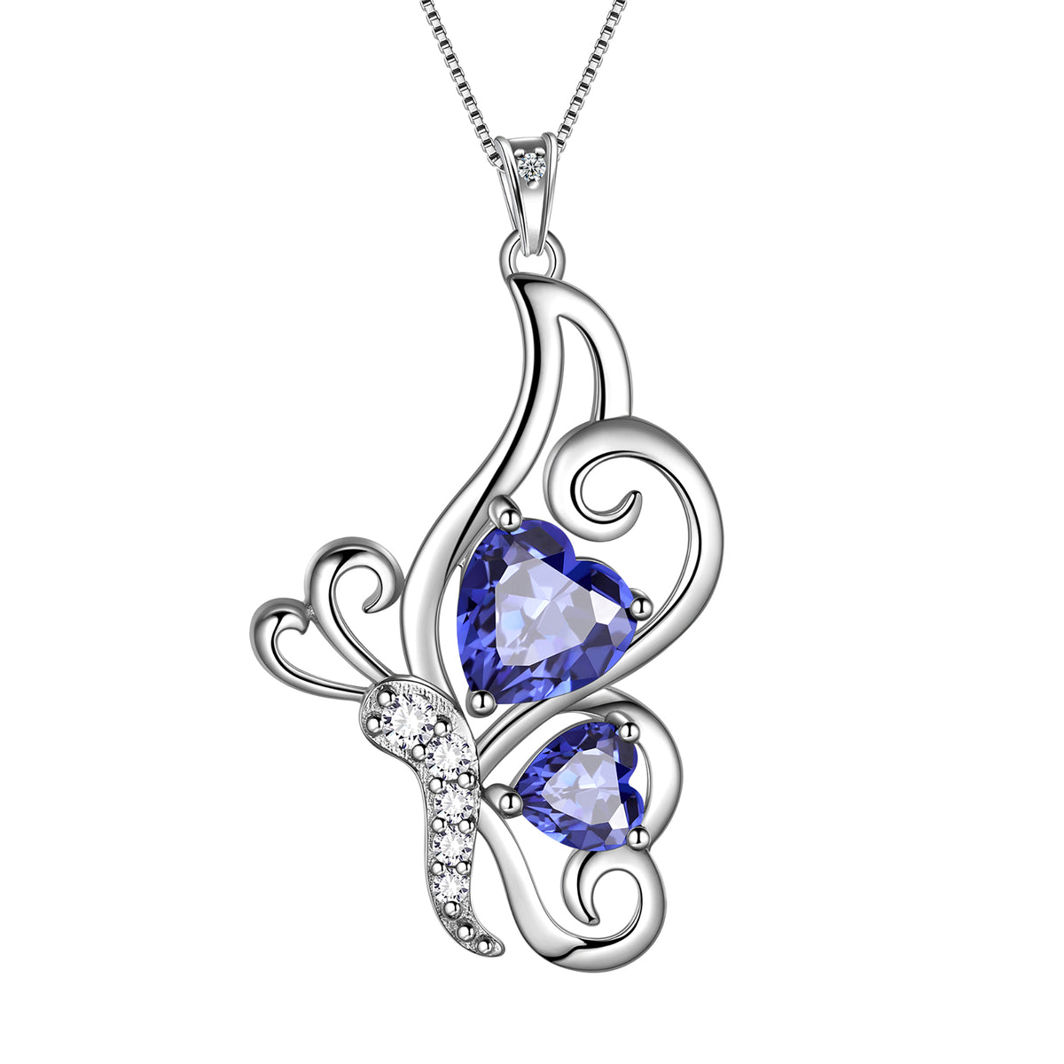 925 Sterling Silver Animal Butterflies Birthstone Pendant Necklace Fine Jewelry Anniversary Birthday Christmas Gifts for Women Girls