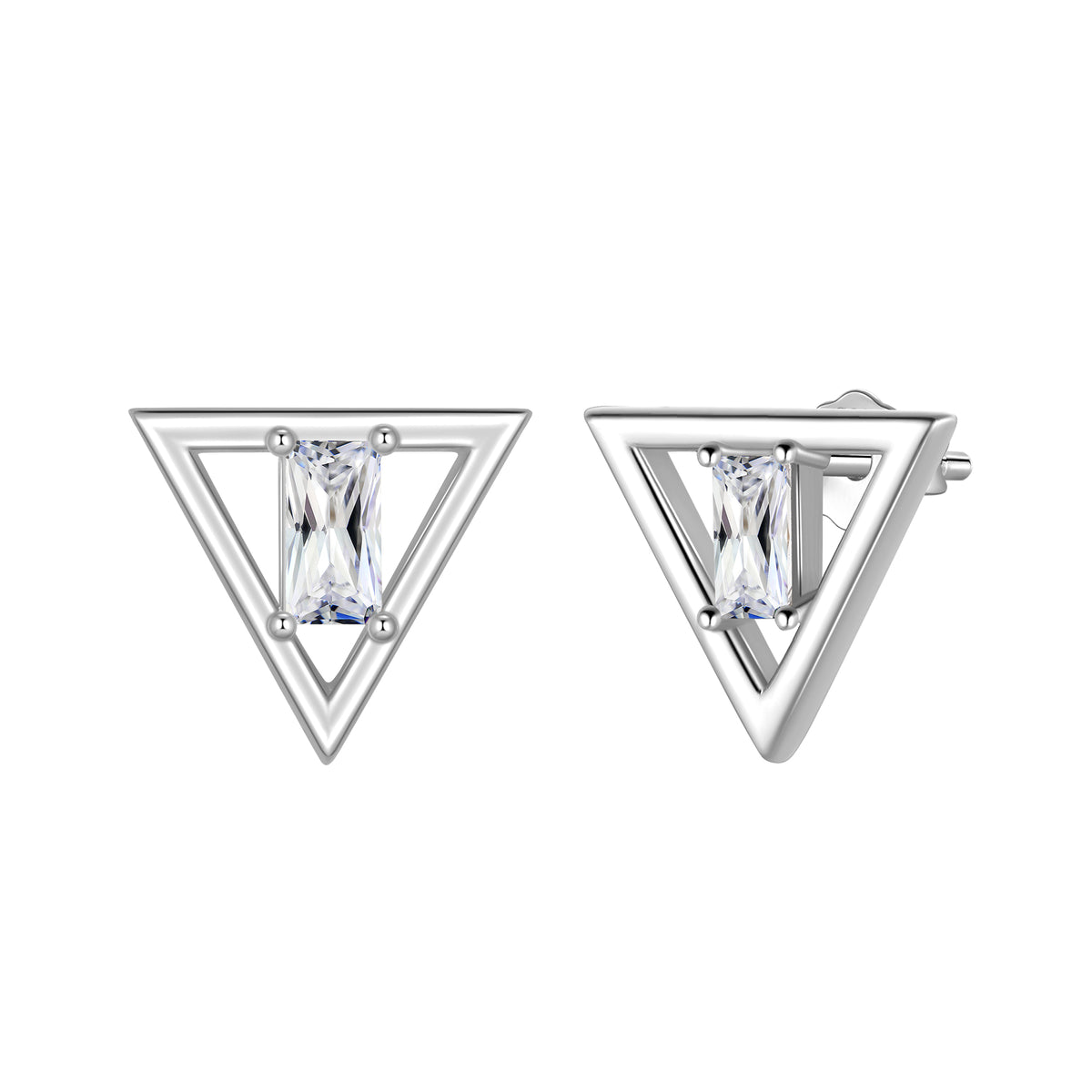 Gold Mini Dainty Earrings Studs,Sterling Silver Triangle Cubic Zirconia Cute Earrings for Women Girls