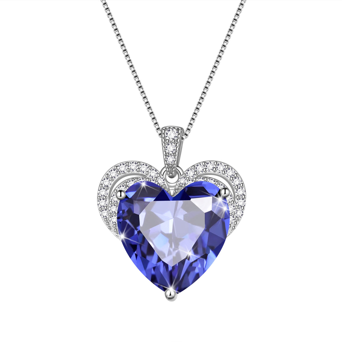 925 Sterling Silver Love Heart Birthstone Necklace
