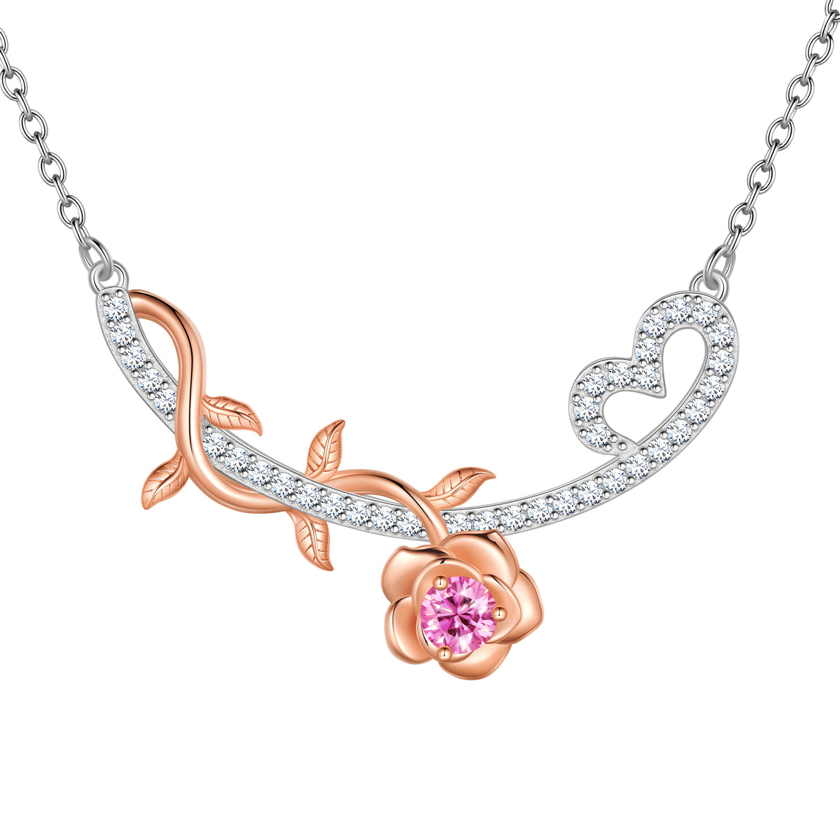 1/3 Carat Moissanite Necklace,D VVS1 18K White Gold over Stering Silver Rose Round Cut Simulated Diamond Pendant Necklace Jewelry Birthday Christmas Mother's Day Gifts for Women Mom
