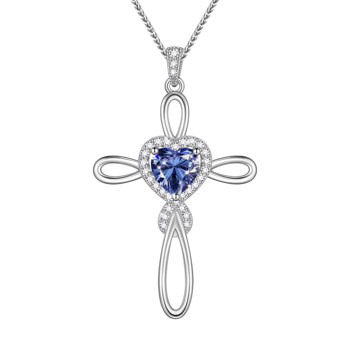 Beautlace 1 Carat Moissanite Cross Necklace,18K White Gold over Stering Silver Heart Birthstone Pendant Necklace Jewelry Birthday Christmas Valentines Gifts for Women