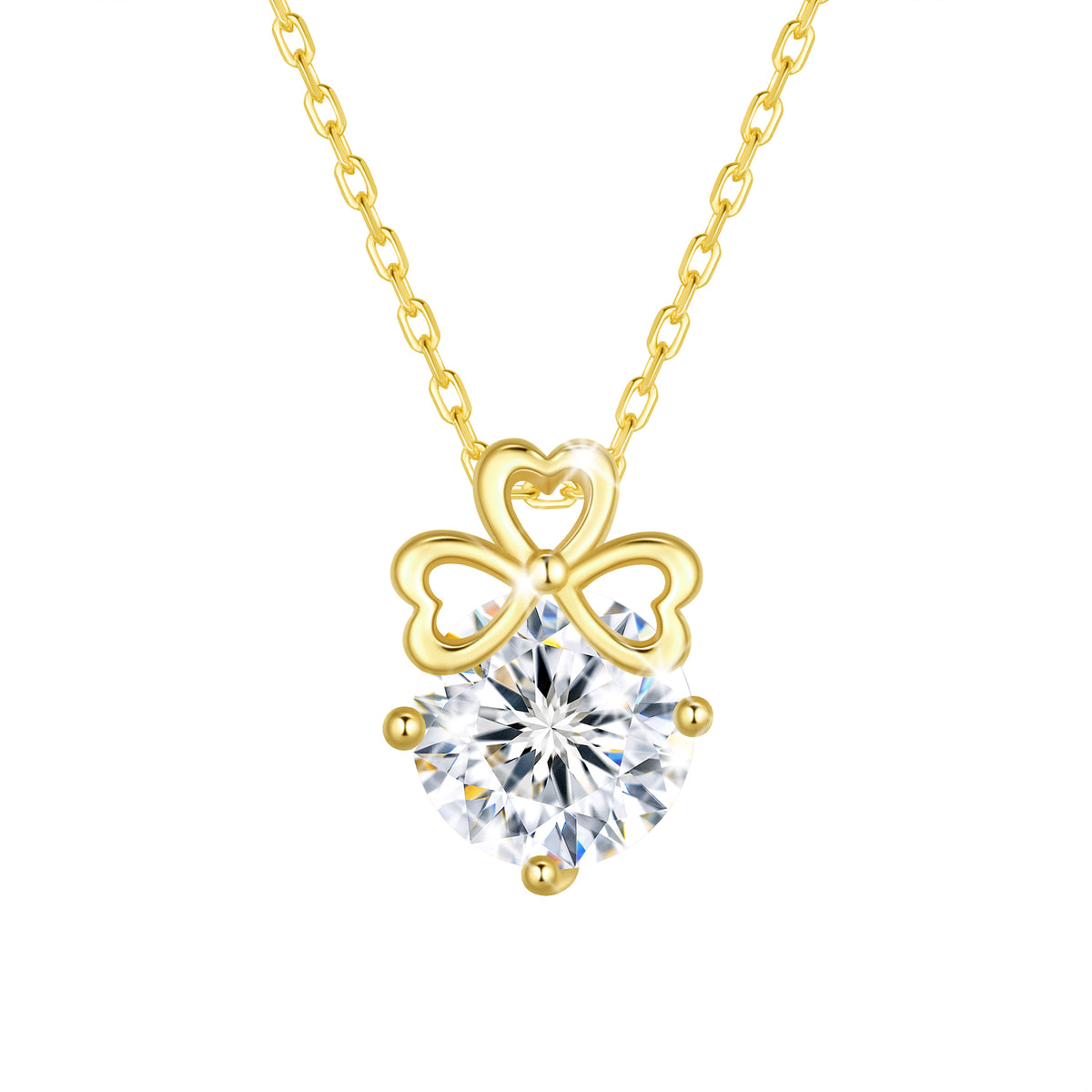 Beautlace 925 Sterling Silver Bow Heart Moissanite Necklace,1 Carat D VVS1 Simulated Diamond Bowknot Pendant Necklace Jewelry Gift for Women Wife Her
