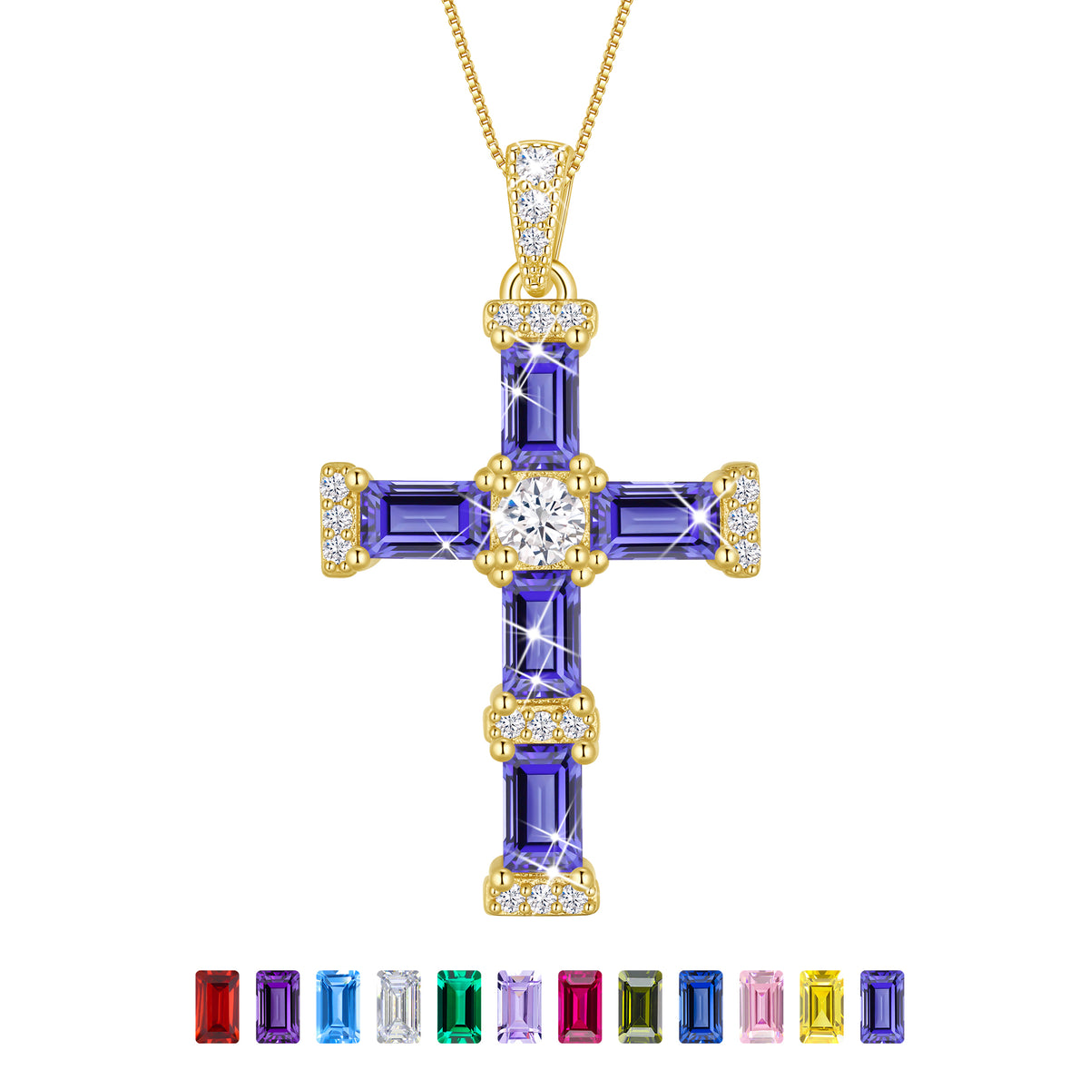 Beautlace Cross Necklace for Women,925 Sterling Silver Plated Cross Pendant,Birthstone Christian Necklace Jewelry Gift for Mom Wife Girlfriend Birthday Mother’s Day Christmas