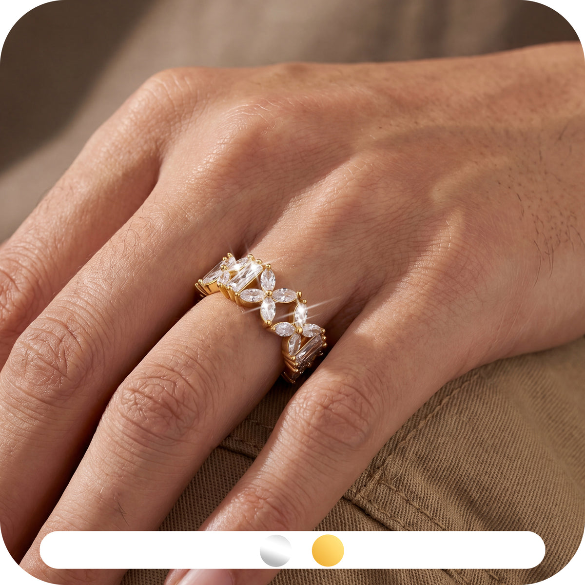 Yndra Butterfly CZ Eternity Band Ring for Women,5A Cubic Zirconia Full Band Ring,18K Gold /White Gold Plated Wedding Stackable Ring,Jewelry Gift for Her Size 5-9