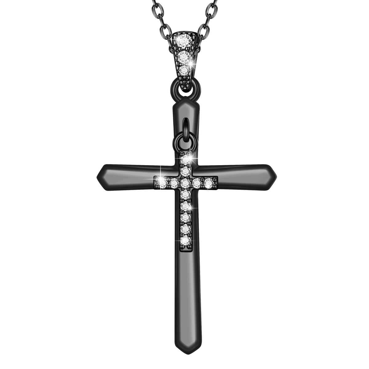 Yndra Cross Necklace,S925 Sterling Silver Movable Cross Pendant with Crystal Christian Faith Jewelry Gift for Women /Men Birthday Valentine’s Day