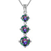 Beautlace 925 Sterling Silver Green Mystic Topaz Three Stone Pendant Necklace for Women Girls