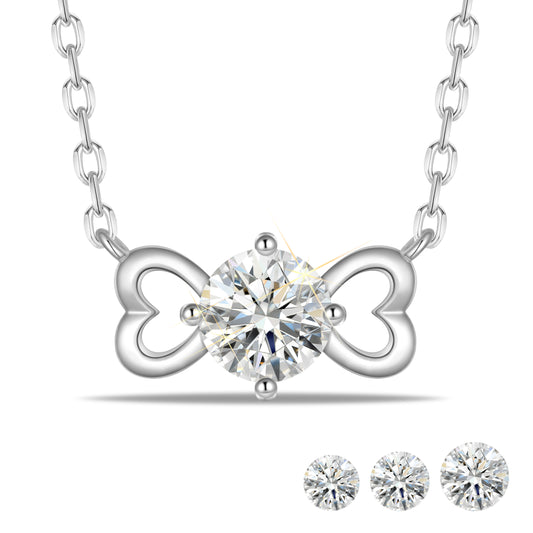 Fasjewly Lab Grown Diamond Necklace for women,Round Cut 18K White Gold Plated Heart-Link Pendant Necklace Jewelry Gift for Women Birthday Anniversary