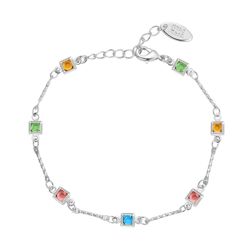 18K Gold Plated Multi-Color Gemstones Bracelet|Womens CZ Inlaid Bracelet|Jewelry Gifts for Her