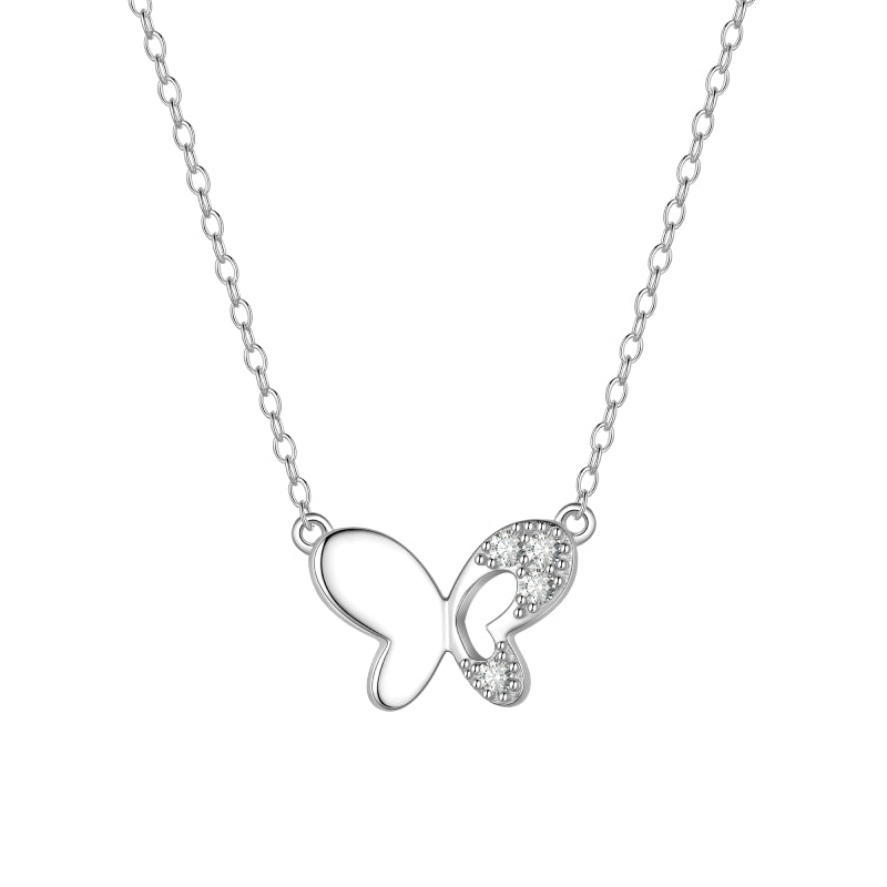 Silver/Gold Cute Butterfly Necklace,Sterling Silver Dainty Butterfly Pendant Necklaces for Women