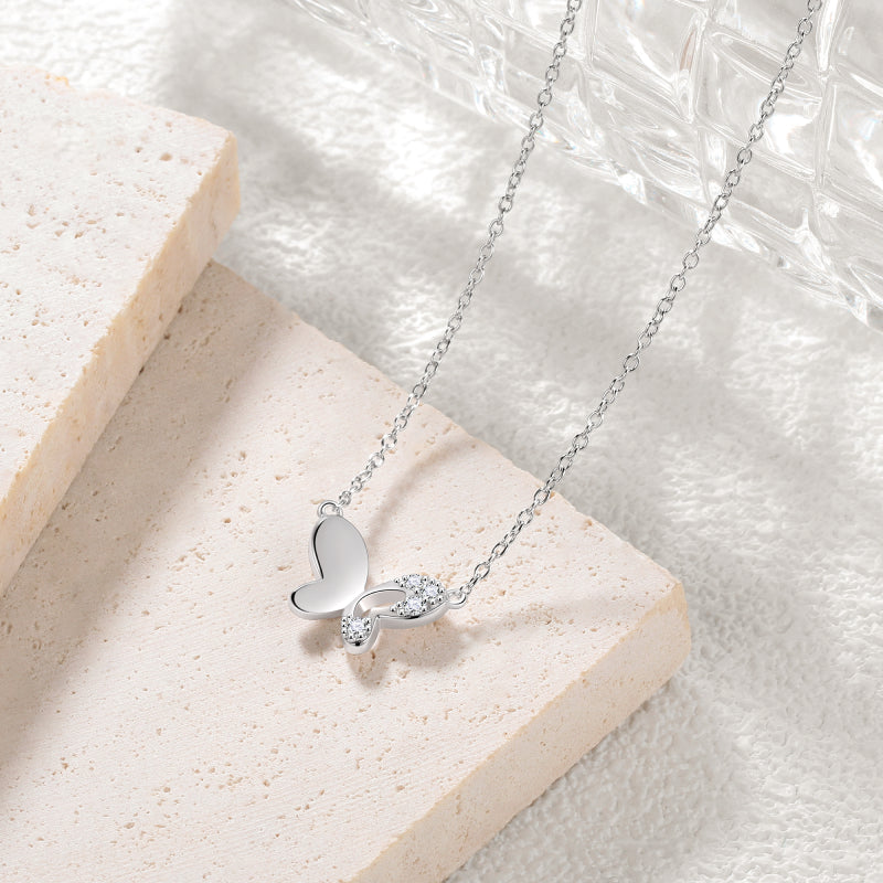 Silver/Gold Cute Butterfly Necklace,Sterling Silver Dainty Butterfly Pendant Necklaces for Women