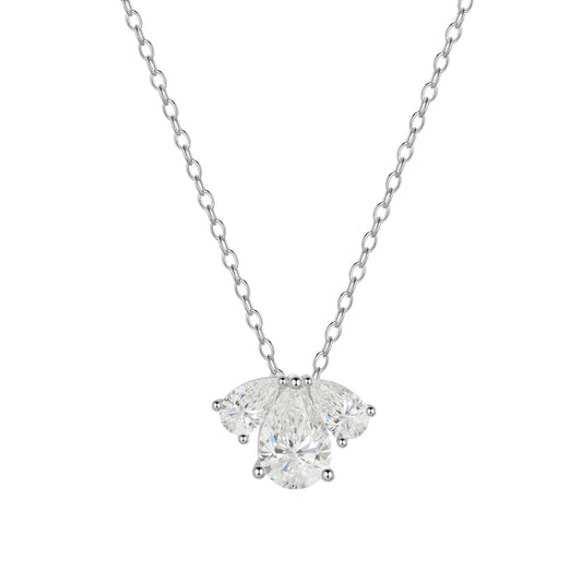 Silver / Gold Mini Dainty Necklace,Sterling Silver Pear Cubic Zirconia Cute Pendant Necklace for Women