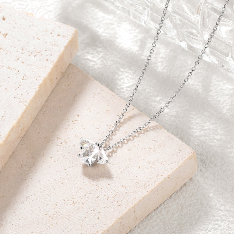Silver / Gold Mini Dainty Necklace,Sterling Silver Pear Cubic Zirconia Cute Pendant Necklace for Women