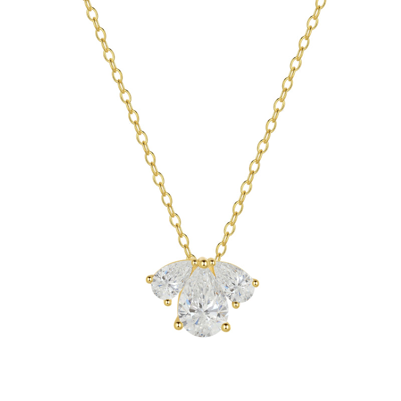 Silver / Gold Mini Dainty Necklace,Sterling Silver Pear Cubic Zirconia Cute Pendant Necklace for Women