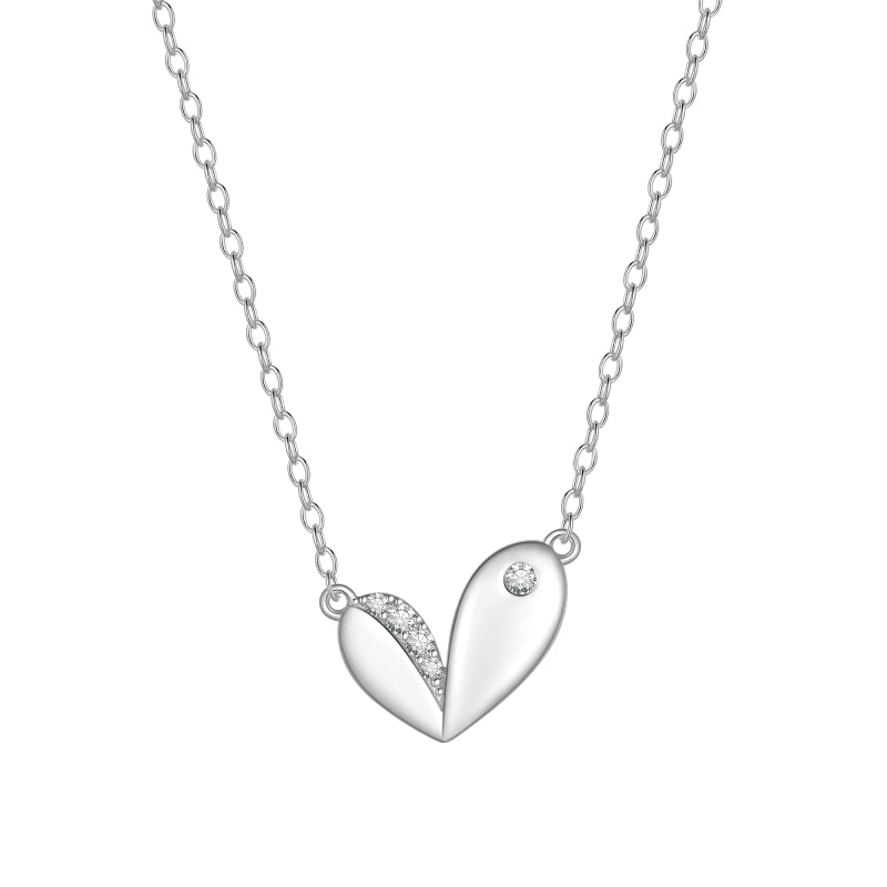 Silver/Gold Cute Heart Necklace,925 Sterling Silver Dainty Love Pendant Necklaces for Women