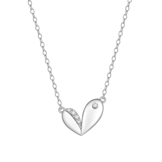 Silver/Gold Cute Heart Necklace,925 Sterling Silver Dainty Love Pendant Necklaces for Women