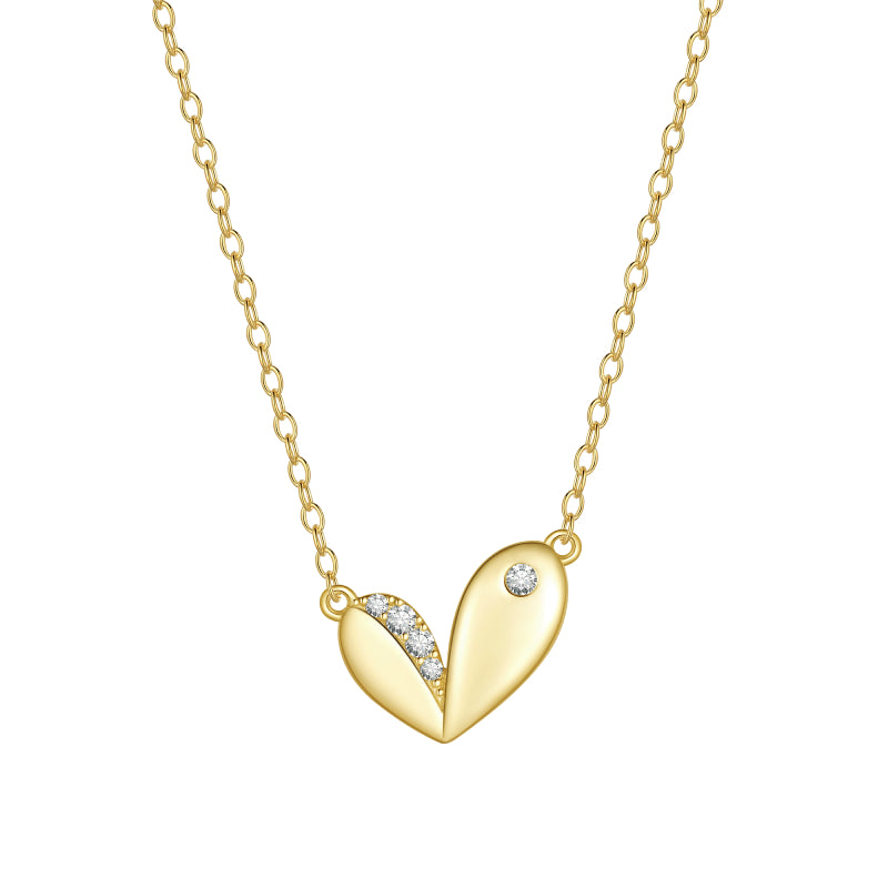 Silver/Gold Cute Heart Necklace,925 Sterling Silver Dainty Love Pendant Necklaces for Women