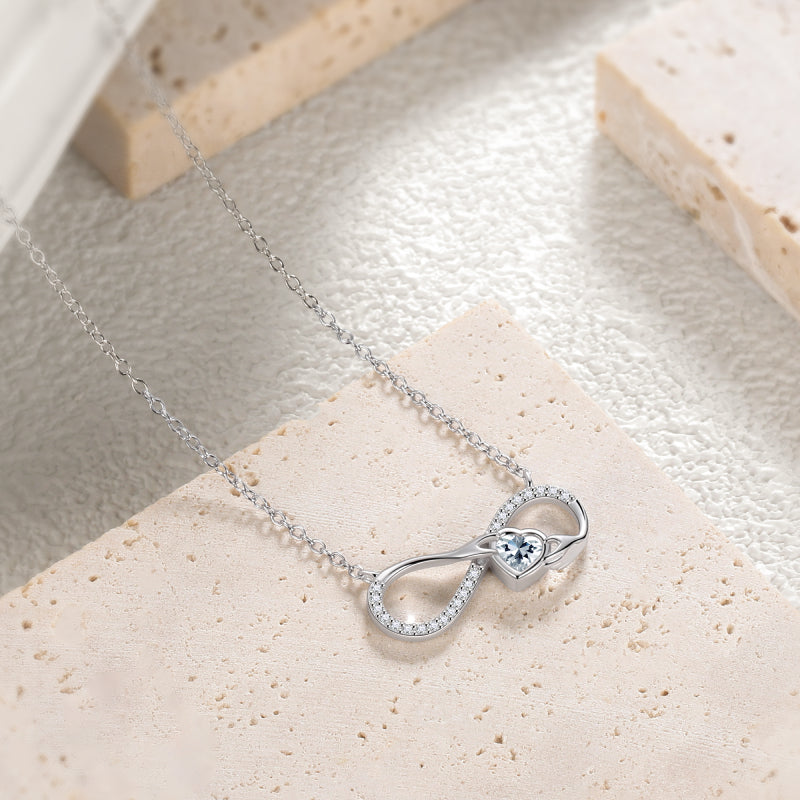 925 Sterling Silver Infinity Necklace,Love Heart Pendant Necklace Jewlery Gifts for Women