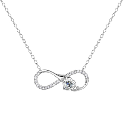 925 Sterling Silver Infinity Necklace,Love Heart Pendant Necklace Jewlery Gifts for Women