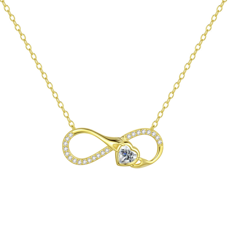 925 Sterling Silver Infinity Necklace,Love Heart Pendant Necklace Jewlery Gifts for Women