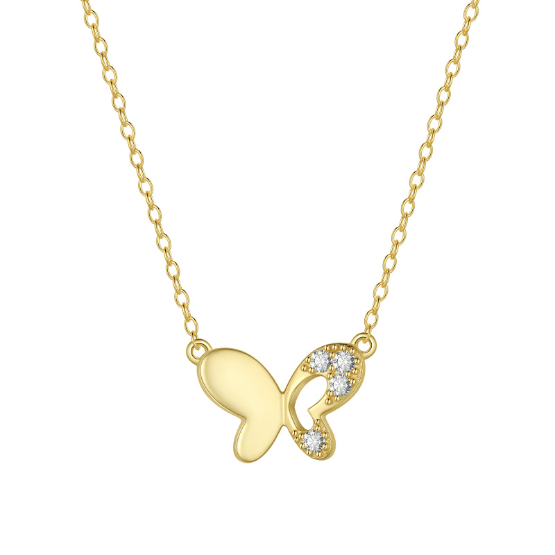 Silver/Gold Cute Butterfly Necklace,Sterling Silver Dainty Butterfly Pendant Necklaces for Women
