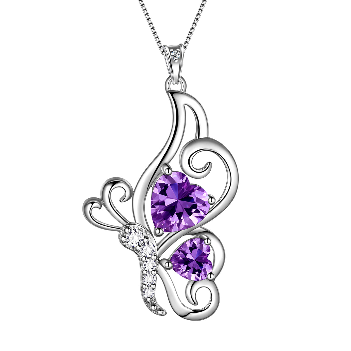 925 Sterling Silver Animal Butterflies Birthstone Pendant Necklace Fine Jewelry Anniversary Birthday Christmas Gifts for Women Girls