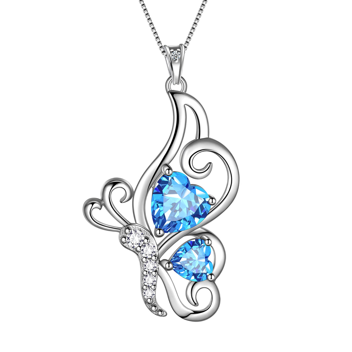 925 Sterling Silver Animal Butterflies Birthstone Pendant Necklace Fine Jewelry Anniversary Birthday Christmas Gifts for Women Girls