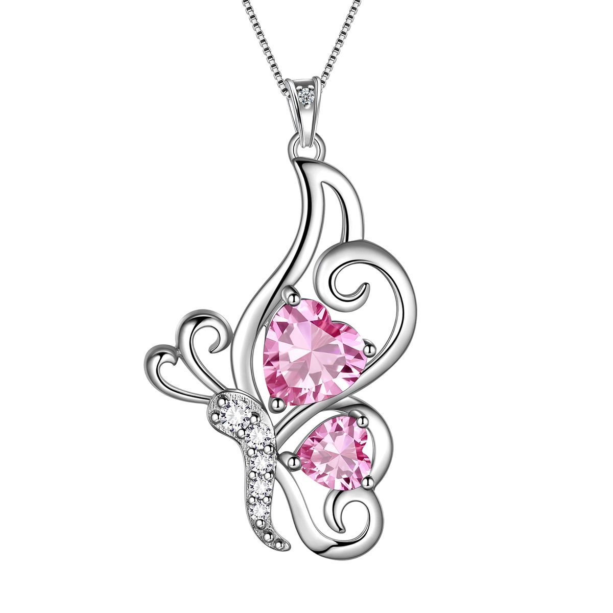 925 Sterling Silver Animal Butterflies Birthstone Pendant Necklace Fine Jewelry Anniversary Birthday Christmas Gifts for Women Girls