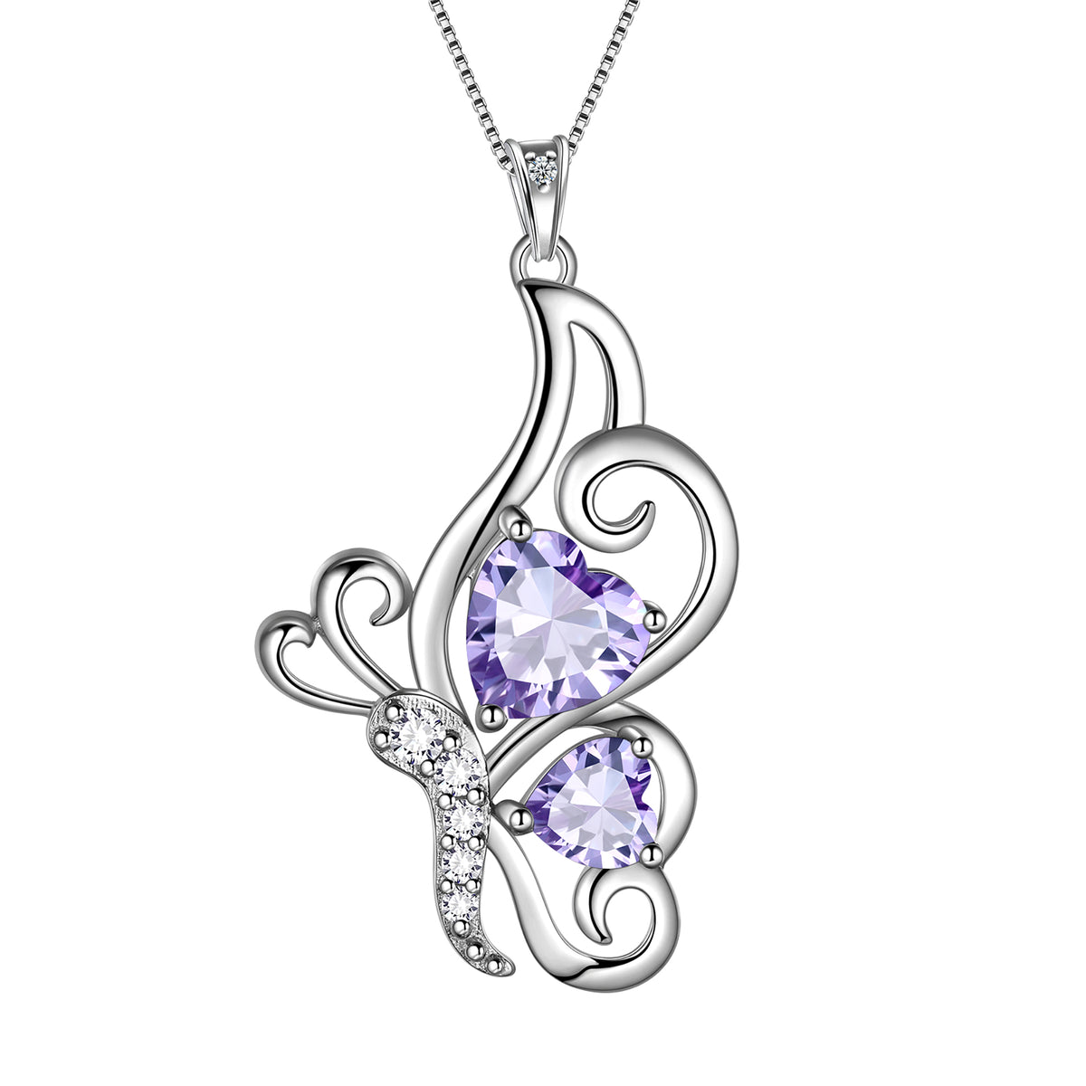 925 Sterling Silver Animal Butterflies Birthstone Pendant Necklace Fine Jewelry Anniversary Birthday Christmas Gifts for Women Girls
