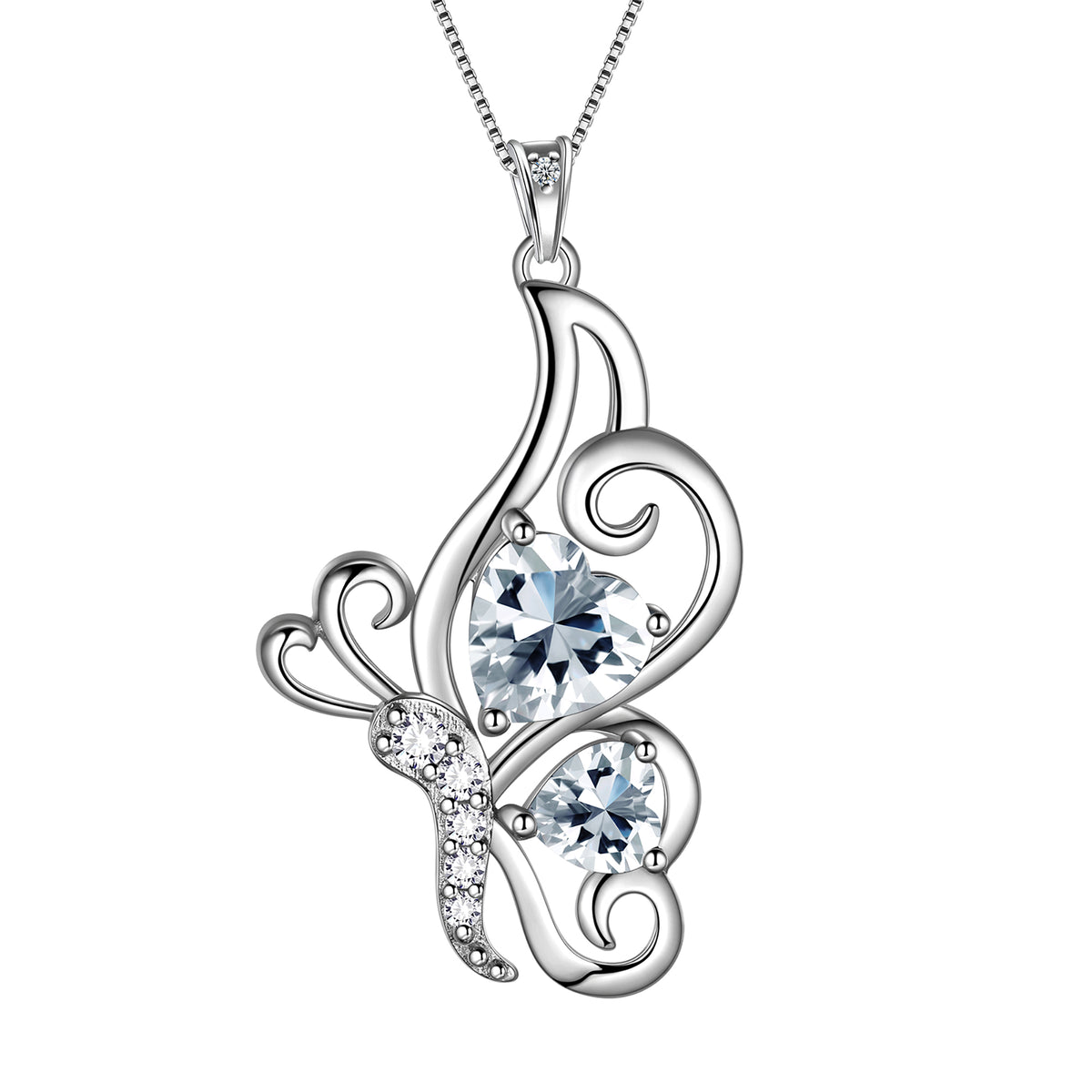 925 Sterling Silver Animal Butterflies Birthstone Pendant Necklace Fine Jewelry Anniversary Birthday Christmas Gifts for Women Girls