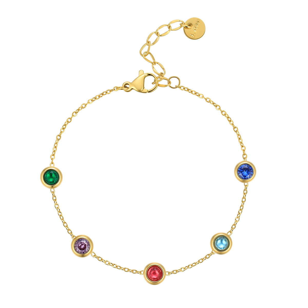 Gemstone Heart Bracelet,Dainty Multi-colors Heart CZ Charm Bracelet Jewelry Gifts for Women Girls