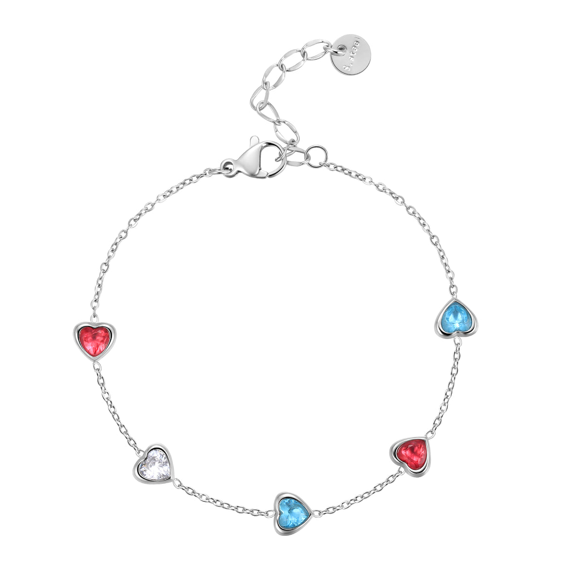 Gemstone Heart Bracelet,Dainty Multi-colors Heart CZ Charm Bracelet Jewelry Gifts for Women Girls