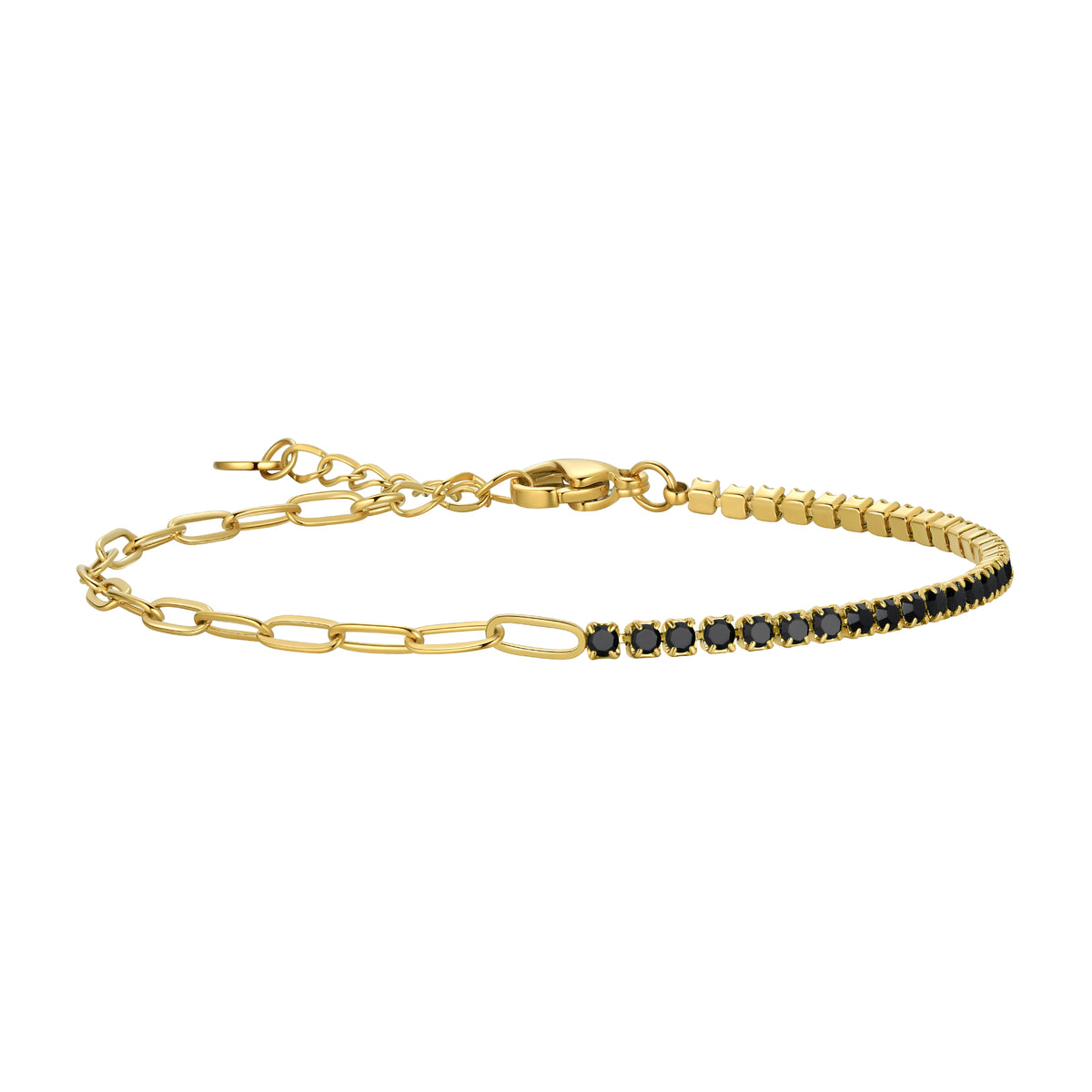 Gemstone Tenis Bracelet,18K Gold Dainty Multi-colors Cubic Zirconia Chain Link Bracelet Jewellry Gifts for Women Girls