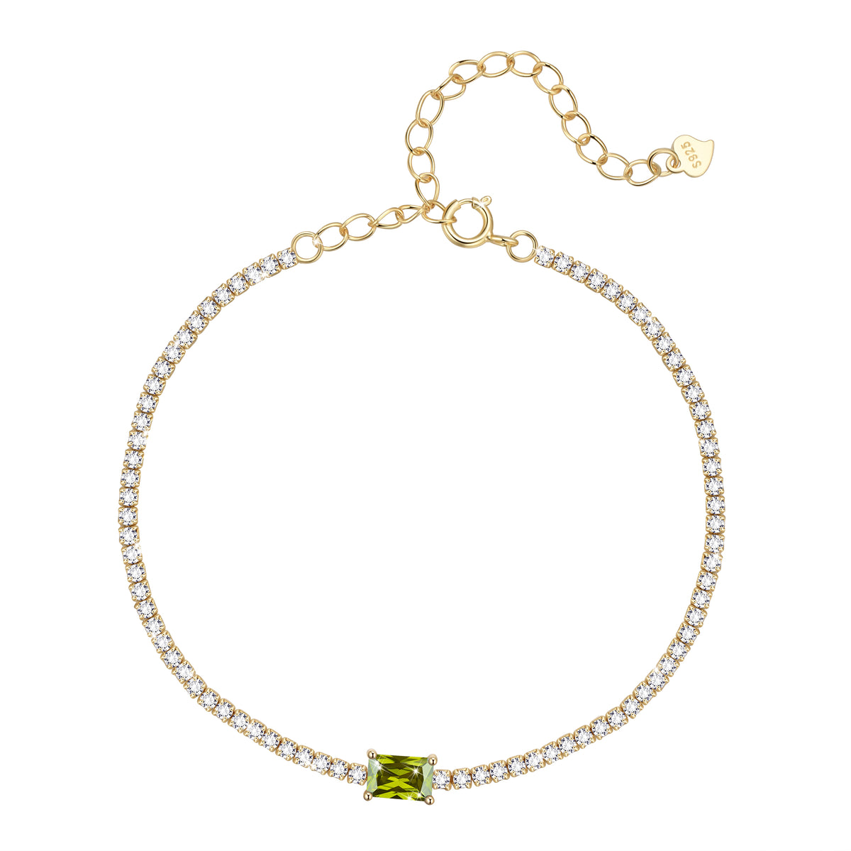 925 Sterling Silver Birthstone Tennis Bracelets,Dainty Simple Zircon Charm Link Bracelet, Jewelry Gifts for Women Girls Wife Mom