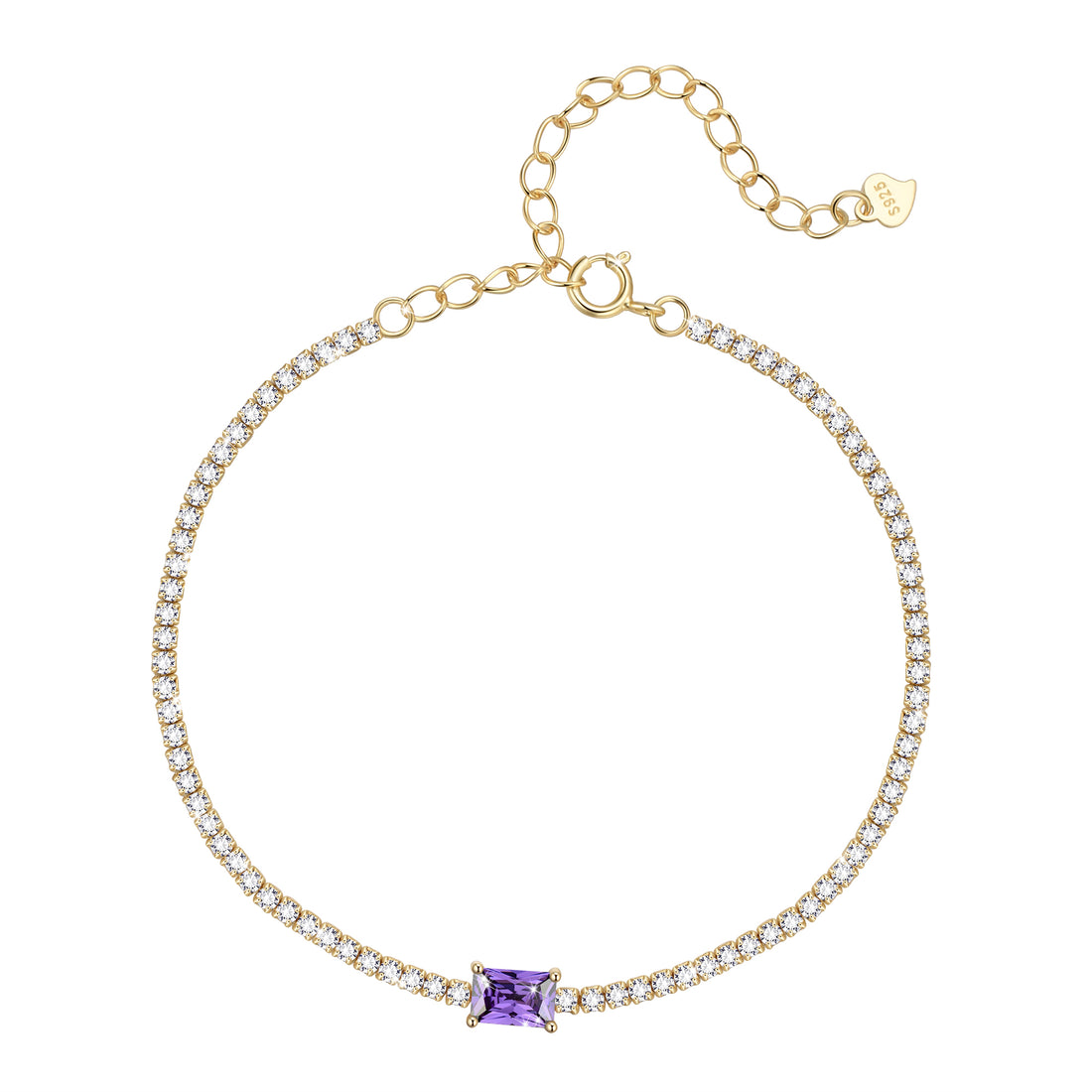 925 Sterling Silver Birthstone Tennis Bracelets,Dainty Simple Zircon Charm Link Bracelet, Jewelry Gifts for Women Girls Wife Mom