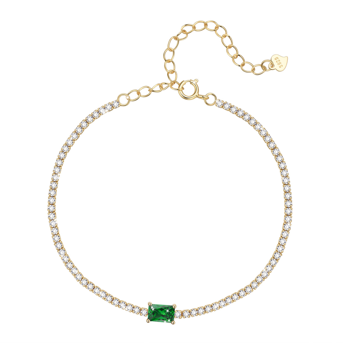 925 Sterling Silver Birthstone Tennis Bracelets,Dainty Simple Zircon Charm Link Bracelet, Jewelry Gifts for Women Girls Wife Mom