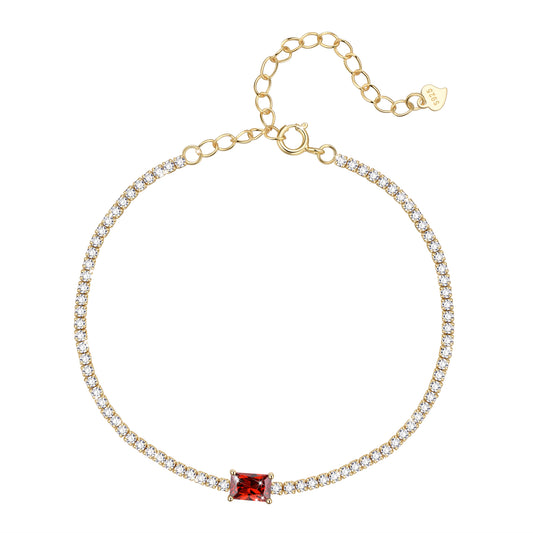 925 Sterling Silver Birthstone Tennis Bracelets,Dainty Simple Zircon Charm Link Bracelet, Jewelry Gifts for Women Girls Wife Mom