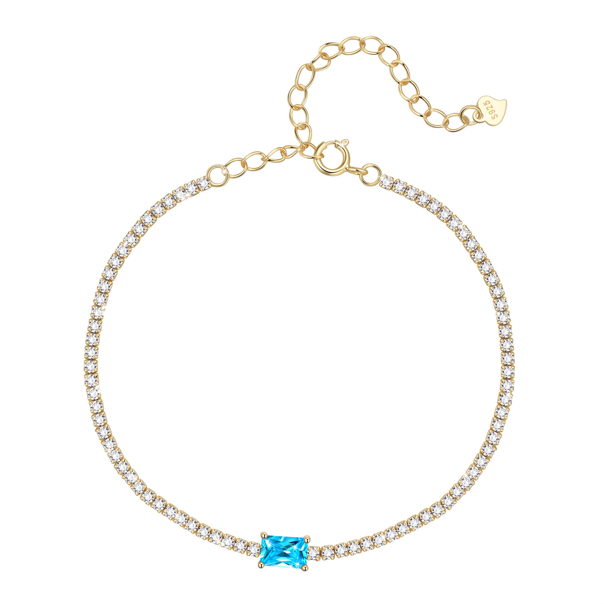 925 Sterling Silver Birthstone Tennis Bracelets,Dainty Simple Zircon Charm Link Bracelet, Jewelry Gifts for Women Girls Wife Mom