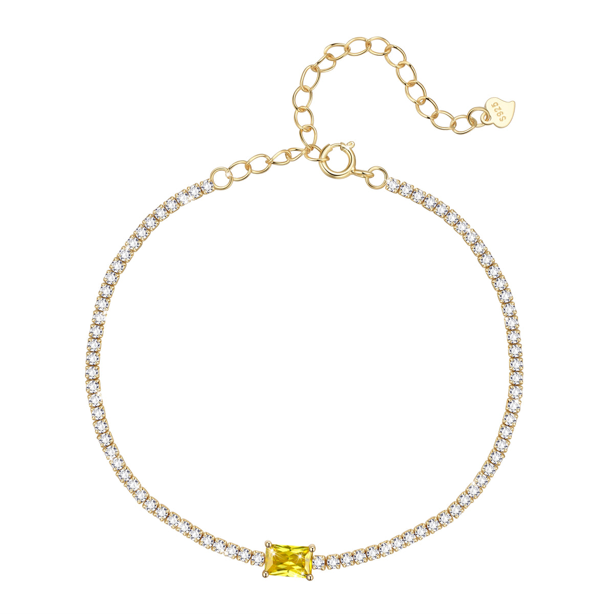 925 Sterling Silver Birthstone Tennis Bracelets,Dainty Simple Zircon Charm Link Bracelet, Jewelry Gifts for Women Girls Wife Mom