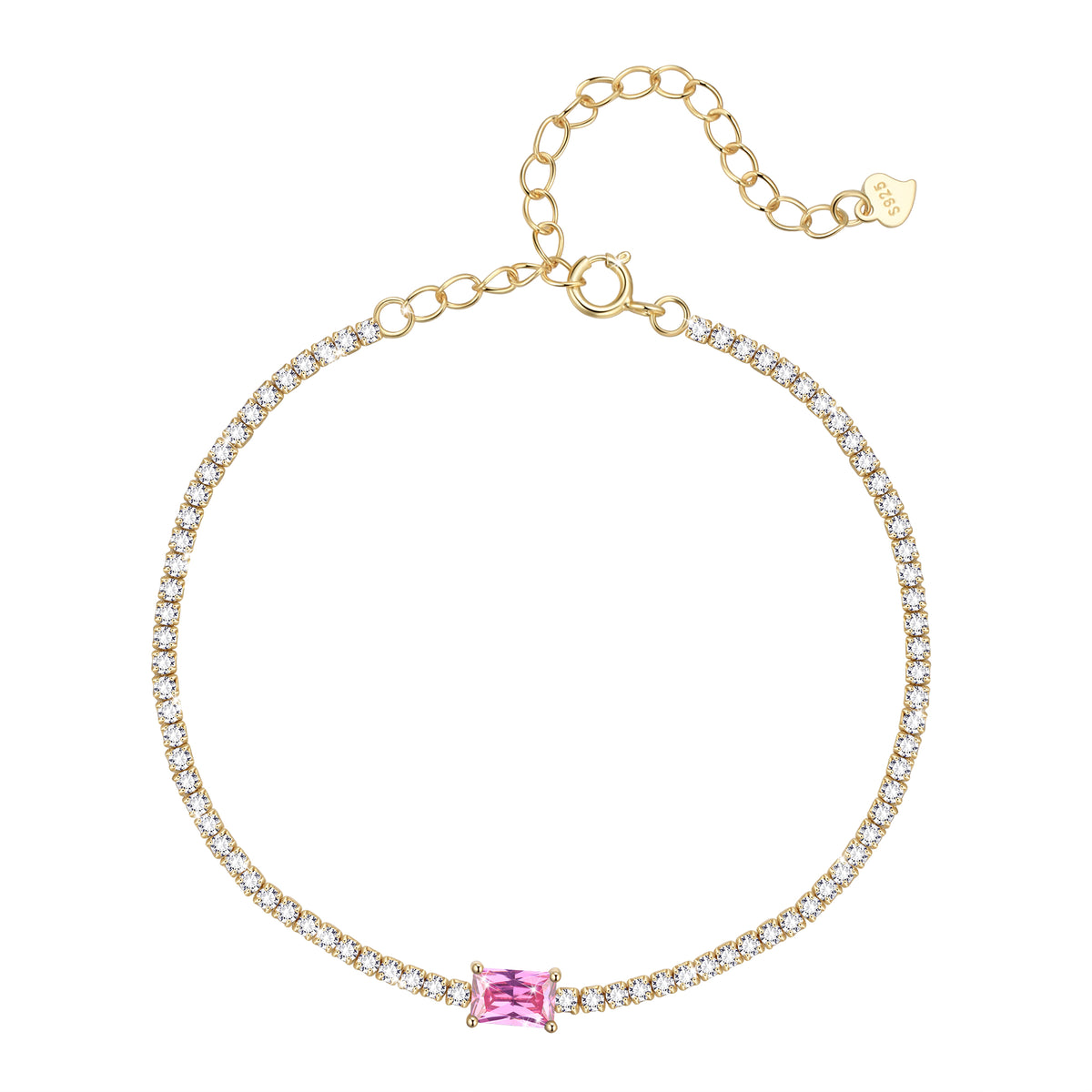 925 Sterling Silver Birthstone Tennis Bracelets,Dainty Simple Zircon Charm Link Bracelet, Jewelry Gifts for Women Girls Wife Mom