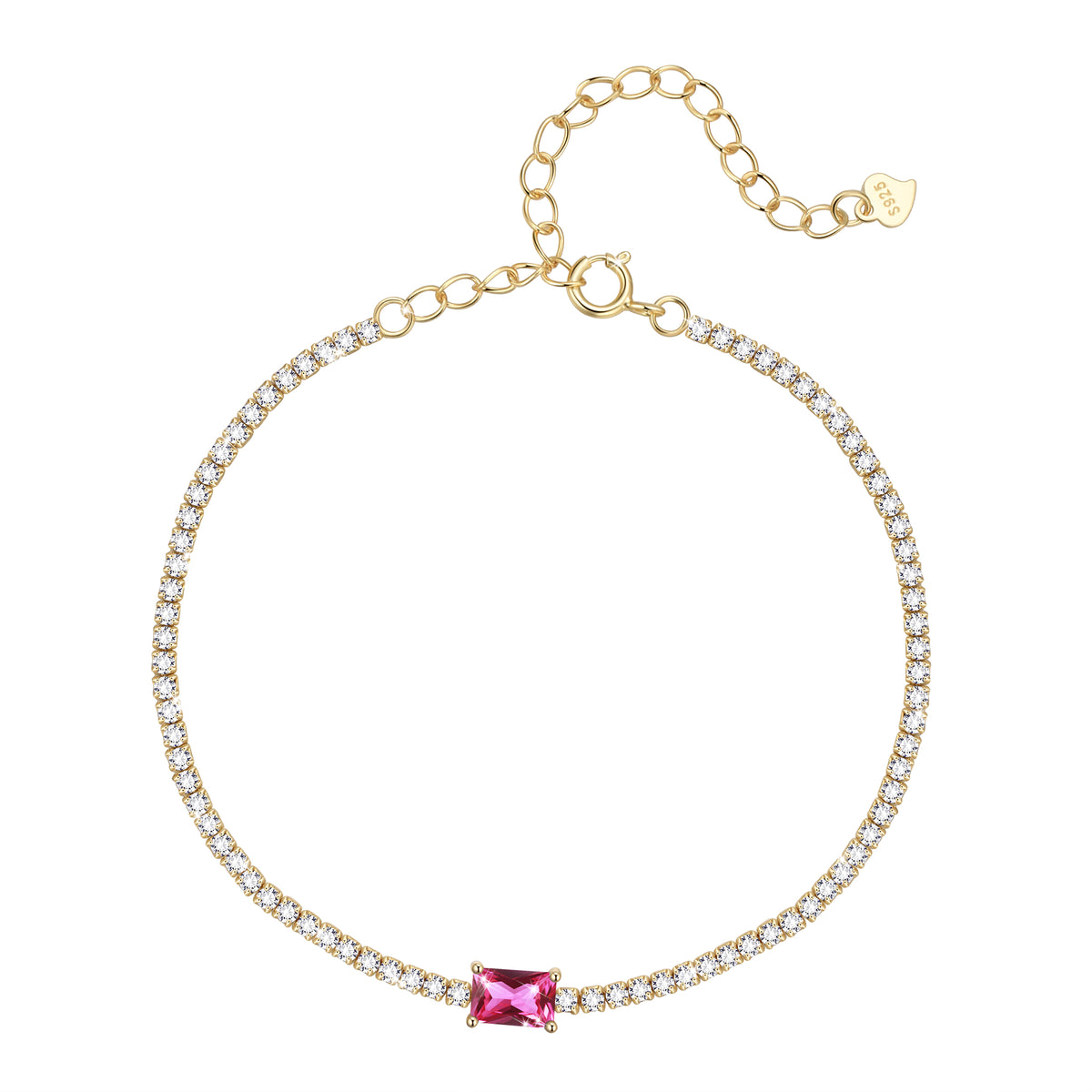 925 Sterling Silver Birthstone Tennis Bracelets,Dainty Simple Zircon Charm Link Bracelet, Jewelry Gifts for Women Girls Wife Mom