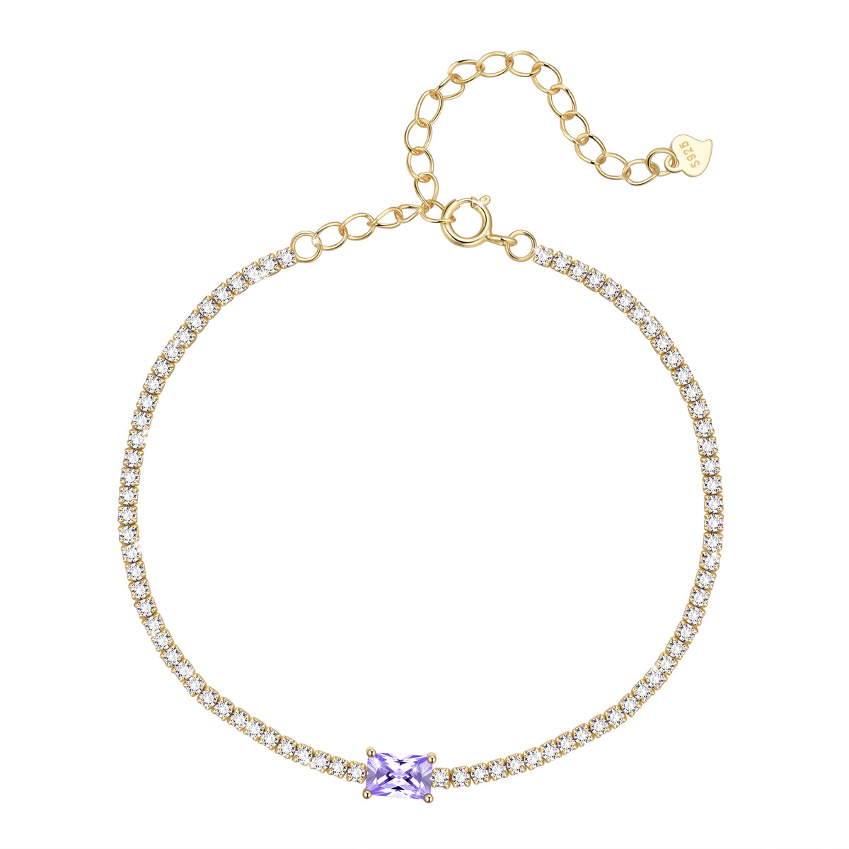 925 Sterling Silver Birthstone Tennis Bracelets,Dainty Simple Zircon Charm Link Bracelet, Jewelry Gifts for Women Girls Wife Mom