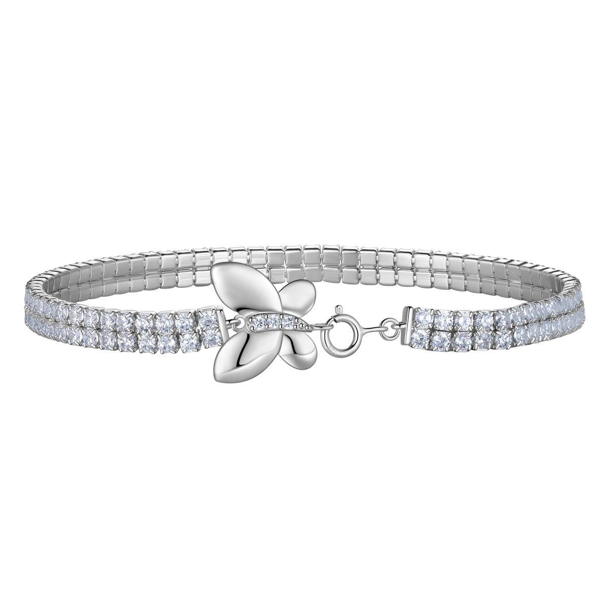 18k White Gold Plated 925 Sterling Silver Infinity Tennis Bracelet,2mm Classic Tennis Bracelets Wedding Bridal Fine Jewelry Anniversary Birthday Gift for Women 7 Inch