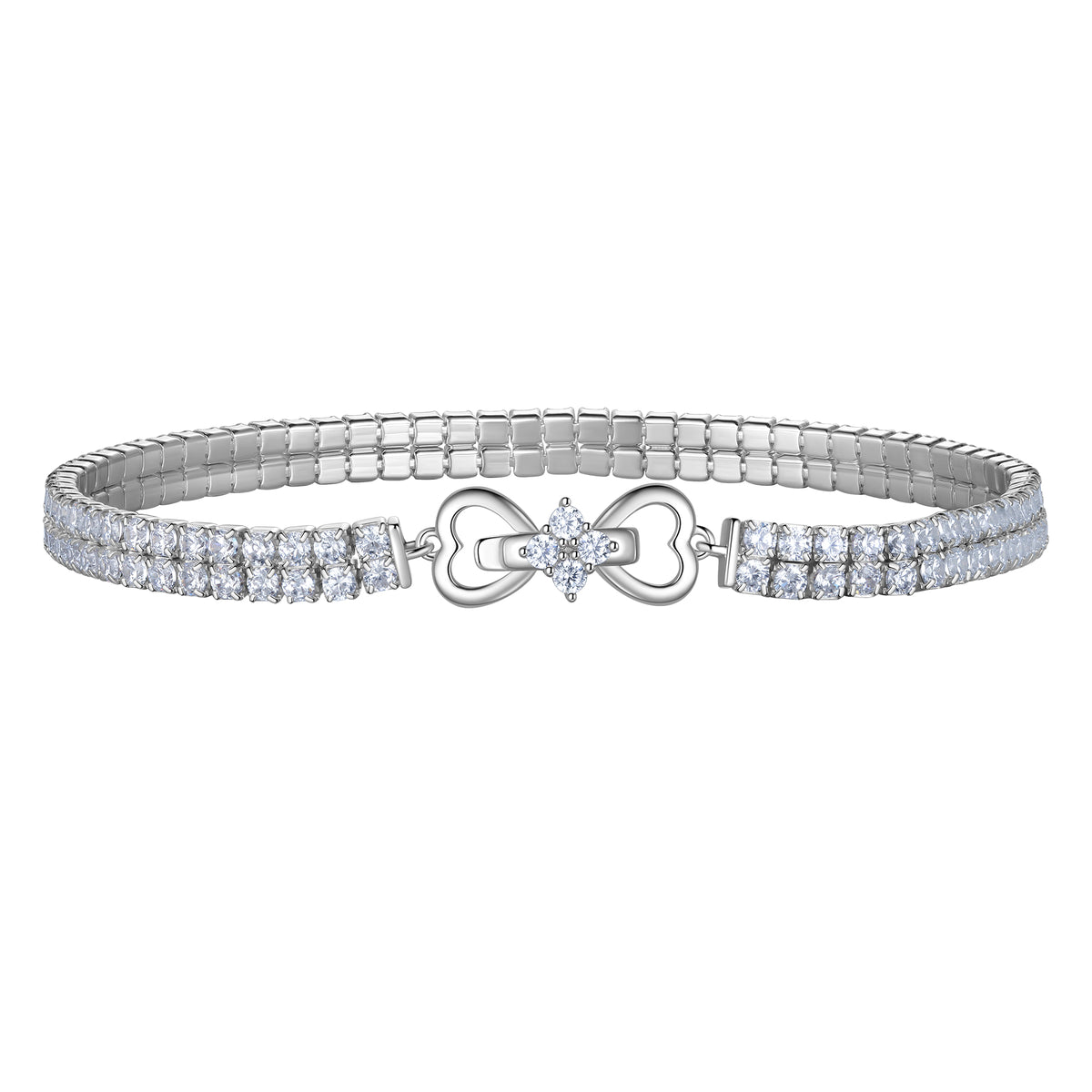 18k White Gold Plated 925 Sterling Silver Infinity Tennis Bracelet,2mm Classic Tennis Bracelets Wedding Bridal Fine Jewelry Anniversary Birthday Gift for Women 7 Inch