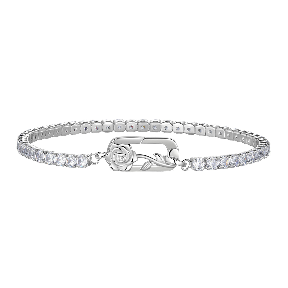 18k White Gold Plated 925 Sterling Silver Infinity Tennis Bracelet,2mm Classic Tennis Bracelets Wedding Bridal Fine Jewelry Anniversary Birthday Gift for Women 7 Inch