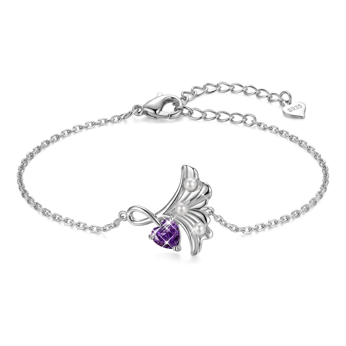 Yndra 18K Gold/ White Gold/Rose Gold Plated Bracelets for Women,S925 Sterling Silver Birthstone Charm Bracelet,Leaf Pearl Birthday Mother’s Day Jewelry Gift for Her Wife Mom Girlfriend