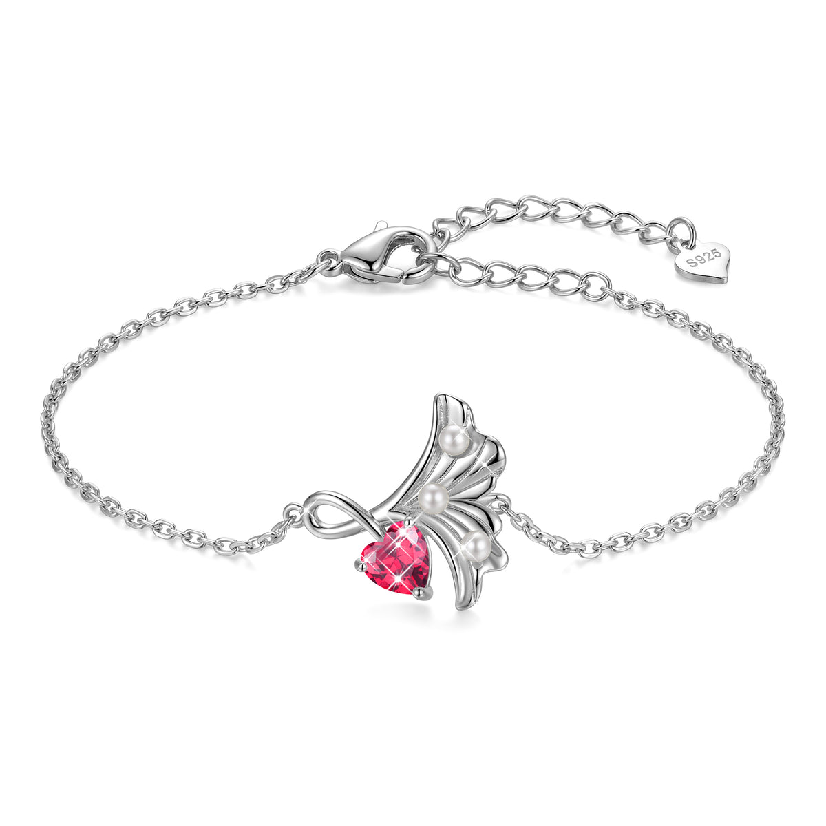 Yndra 18K Gold/ White Gold/Rose Gold Plated Bracelets for Women,S925 Sterling Silver Birthstone Charm Bracelet,Leaf Pearl Birthday Mother’s Day Jewelry Gift for Her Wife Mom Girlfriend