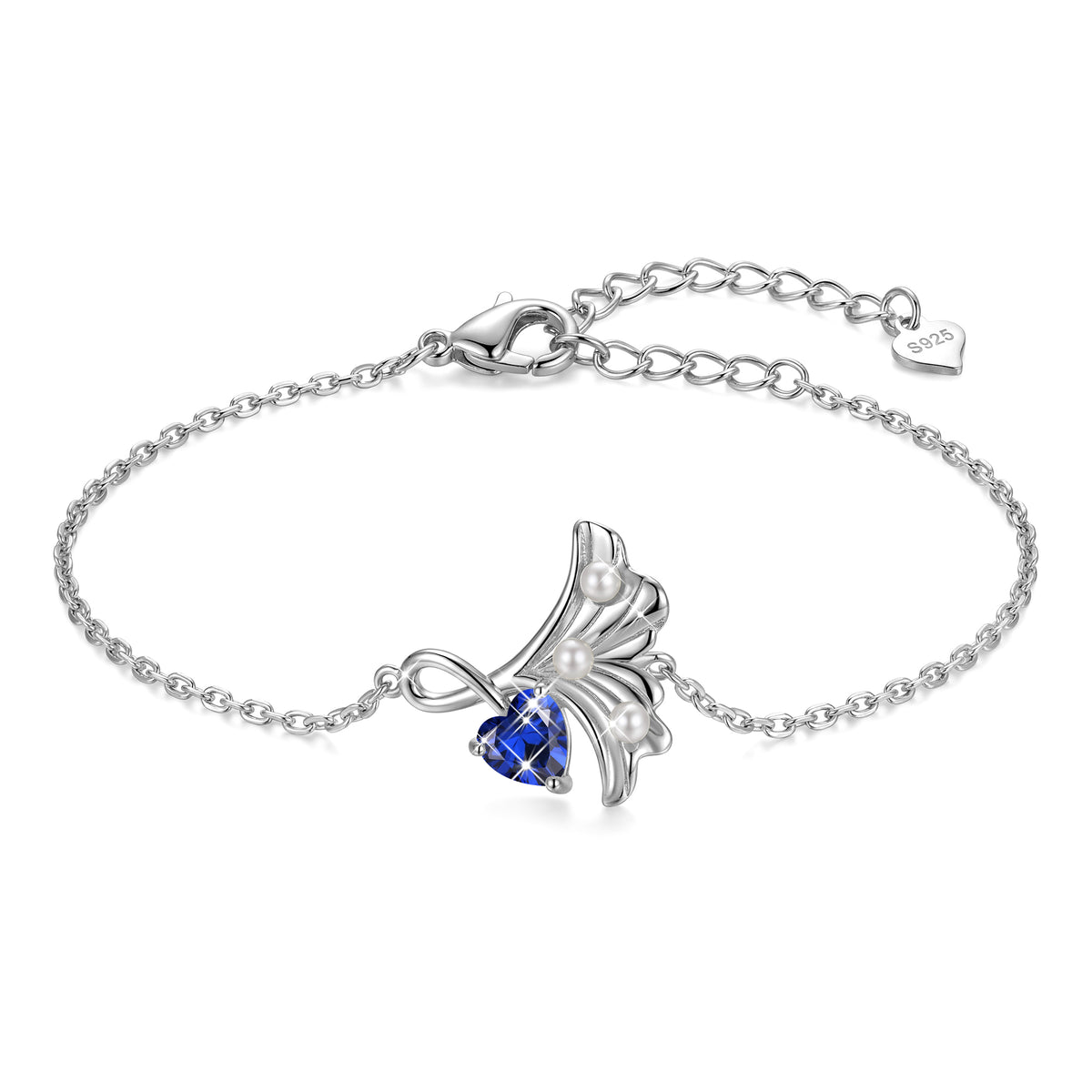 Yndra 18K Gold/ White Gold/Rose Gold Plated Bracelets for Women,S925 Sterling Silver Birthstone Charm Bracelet,Leaf Pearl Birthday Mother’s Day Jewelry Gift for Her Wife Mom Girlfriend