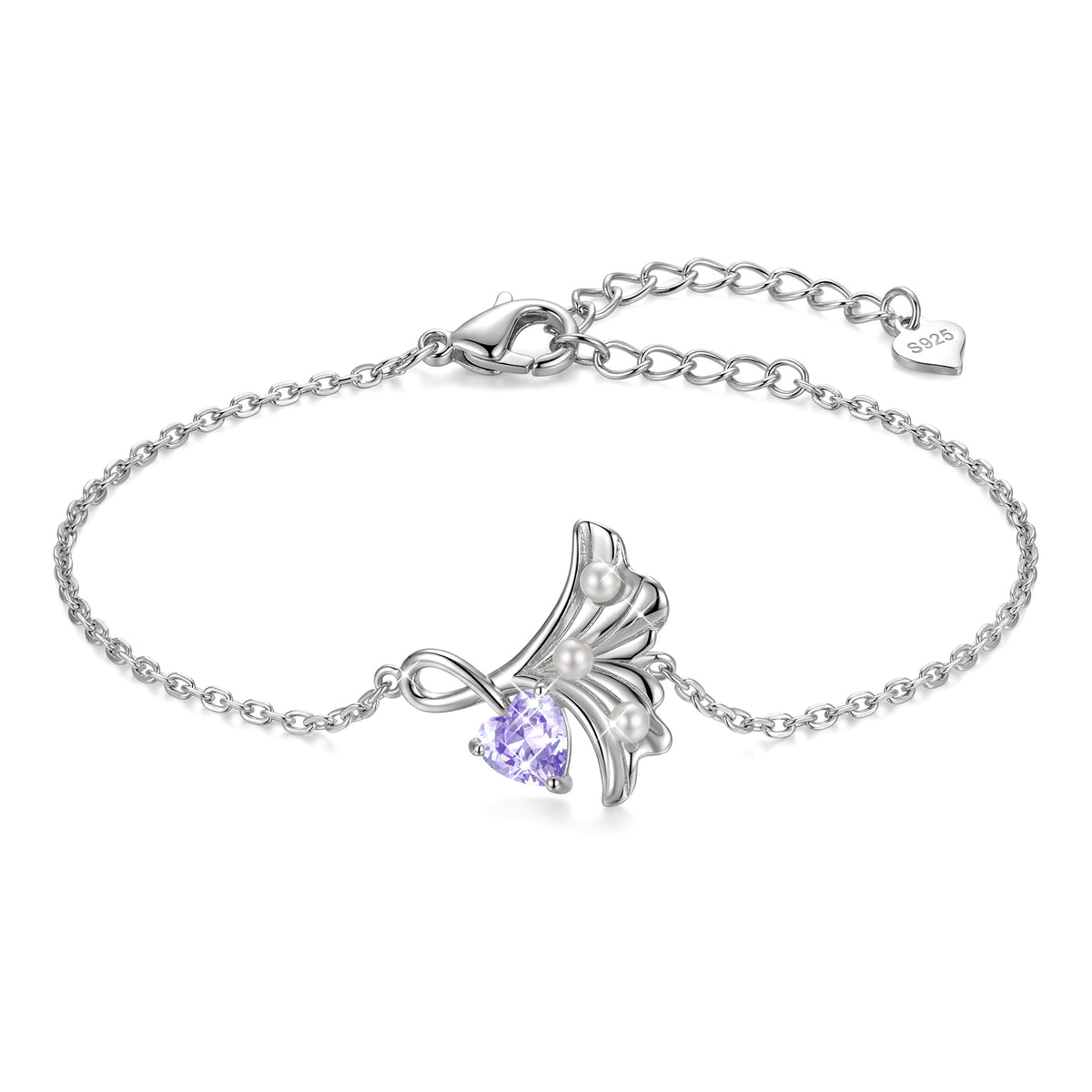 Yndra 18K Gold/ White Gold/Rose Gold Plated Bracelets for Women,S925 Sterling Silver Birthstone Charm Bracelet,Leaf Pearl Birthday Mother’s Day Jewelry Gift for Her Wife Mom Girlfriend